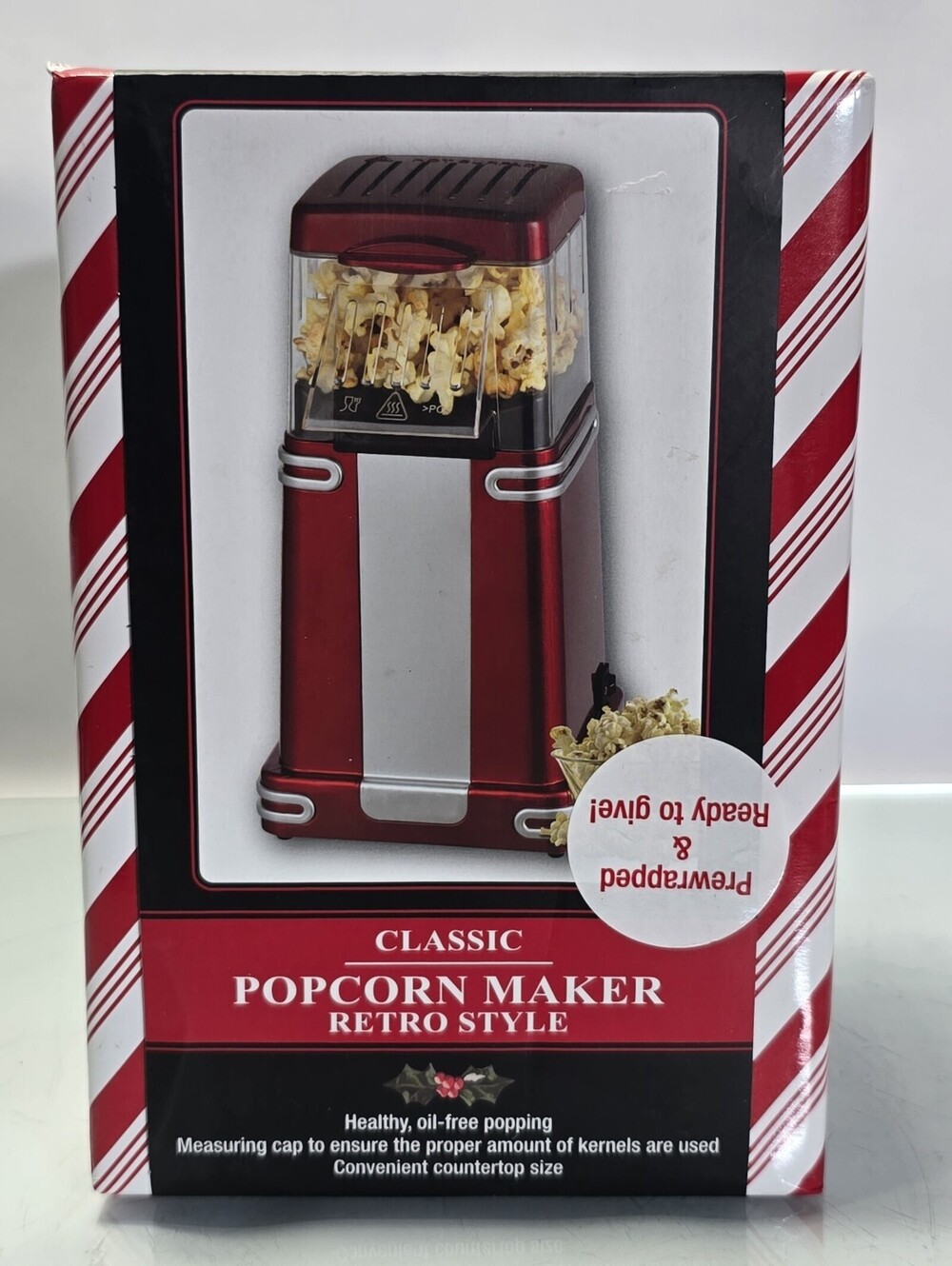 Classic Retro Style Hot Air Popcorn Maker Red Oil-Free Countertop Machine New